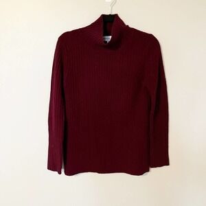 Something navy heathered burgundy mock / turtleneck wool cashmere sweater small